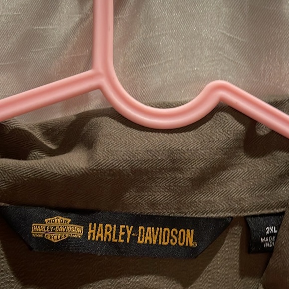 Harley Davidson Military Style Canvas Button Up - Picture 3 of 6
